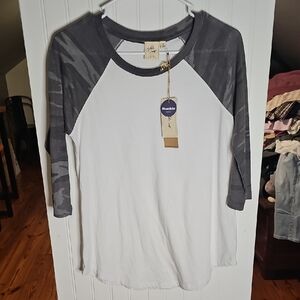 White and Gray Long Sleeve Tee